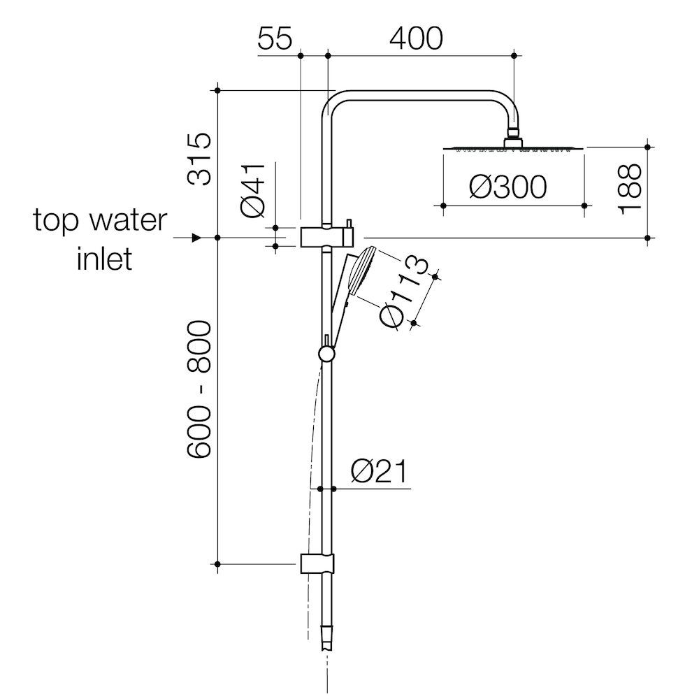 Urbane II Rail Shower with 300mm Overhead Chrome 99630C3A Urbane II Rail Shower with 300mm Overhead Chrome 99630C3A