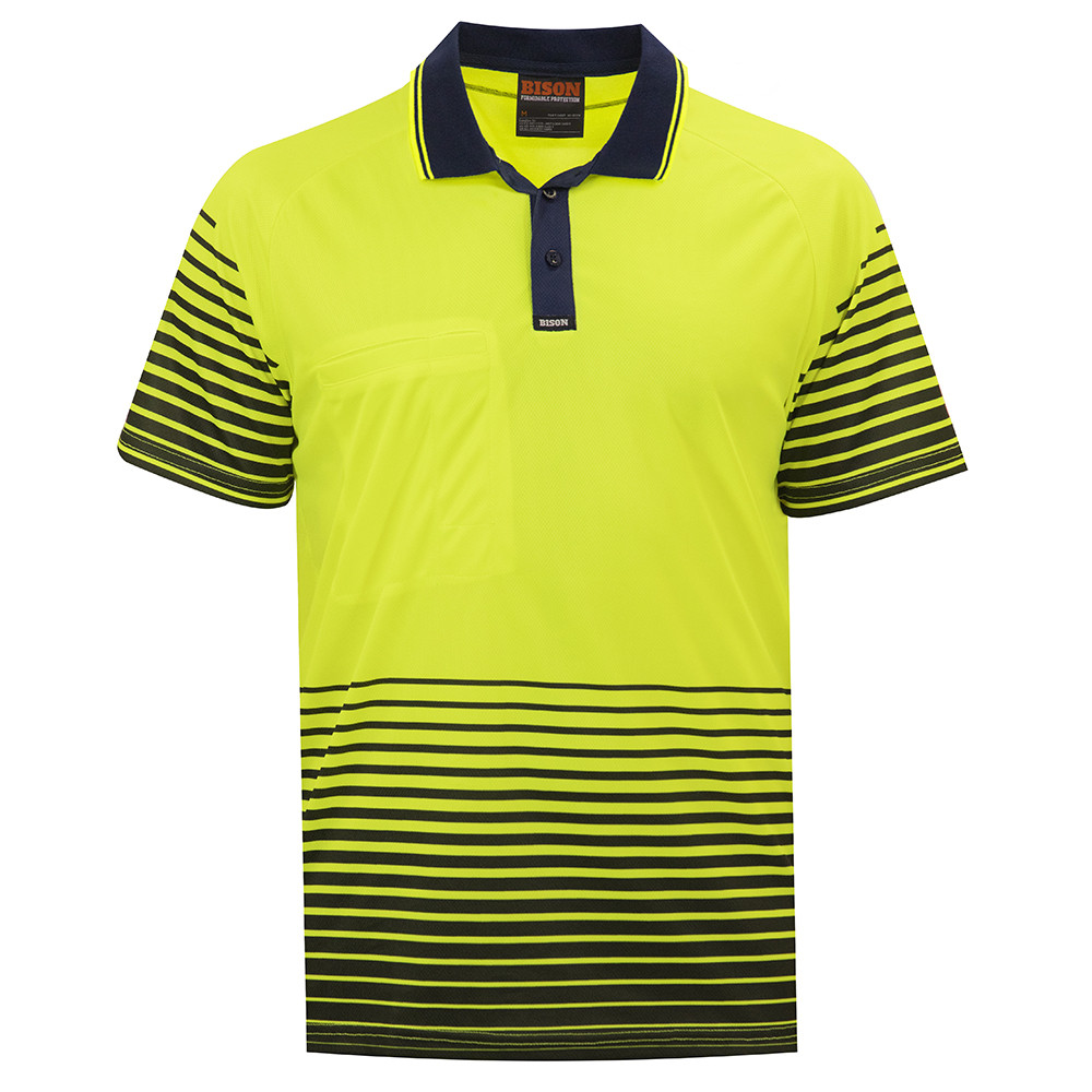 Day Only Lightweight 150GSM Polyester Stripe Polo Yellow/Navy 8XL Day Only Lightweight 150GSM Polyester Stripe Polo Yellow/Navy 8XL
