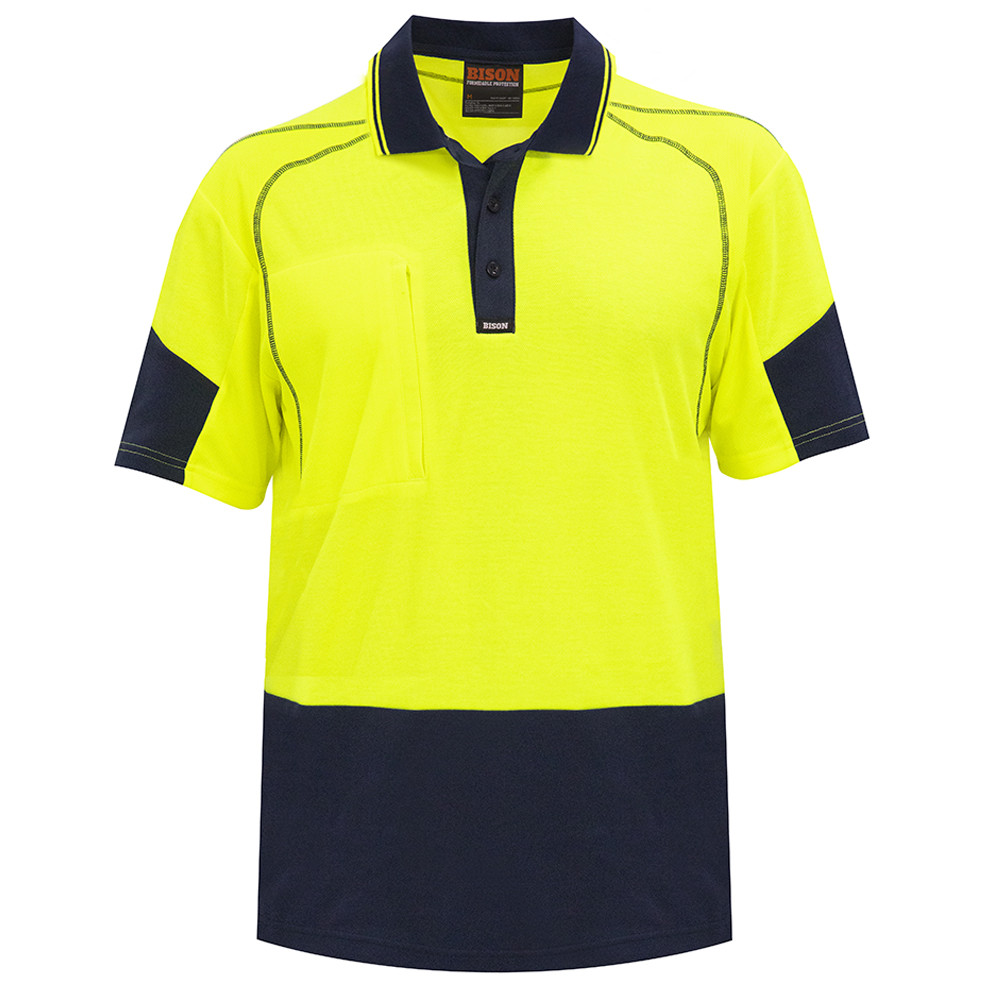 Day Only Lightweight 150GSM Quick-Dri Cotton Backed Polo Yellow/Navy 5XL Day Only Lightweight 150GSM Quick-Dri Cotton Backed Polo Yellow/Navy 5XL