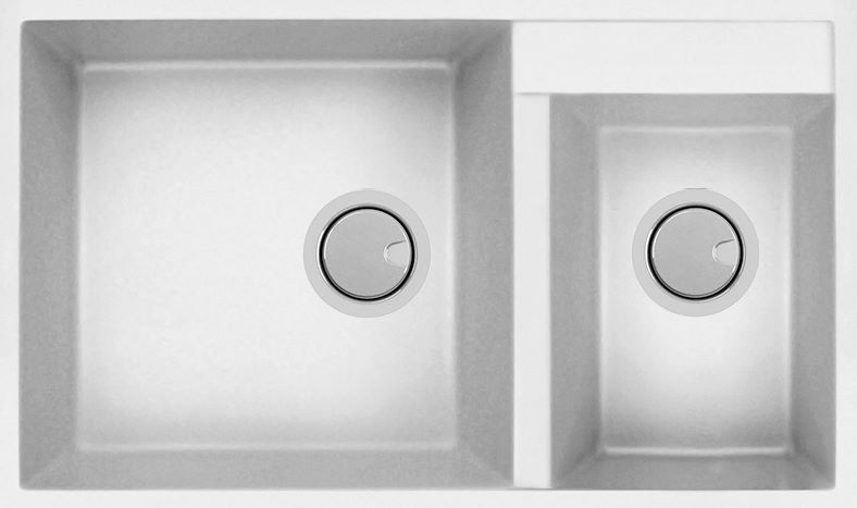 Duro Granite Florence Bowl and 3/4 On Right DG270U-W White Duro Granite Florence Bowl and 3/4 On Right DG270U-W White