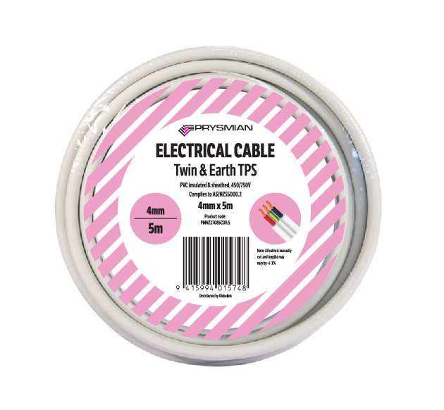 Electrical Cable Twin & Earth 4.0mm TPS 5m Roll Blister Pack Electrical Cable Twin & Earth 4.0mm TPS 5m Roll Blister Pack