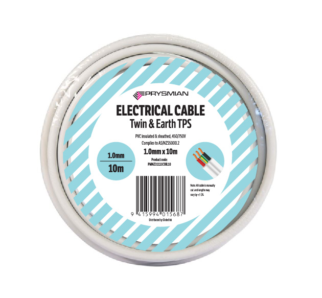 Electrical Cable Twin & Earth 1.0mm TPS 10m Roll Blister Pack Electrical Cable Twin & Earth 1.0mm TPS 10m Roll Blister Pack