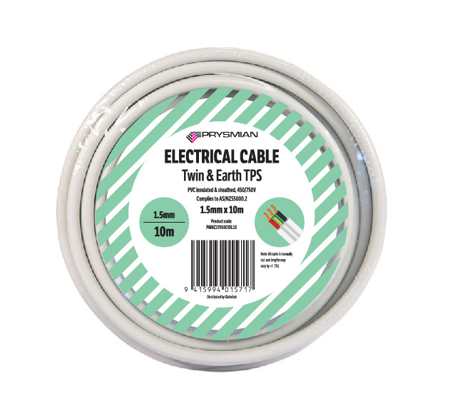 Electrical Cable Twin & Earth 1.5mm TPS 10m Roll Blister Pack Electrical Cable Twin & Earth 1.5mm TPS 10m Roll Blister Pack