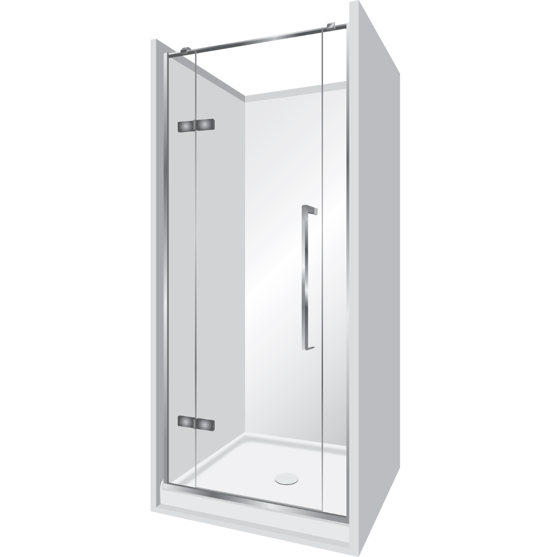 Edge Frameless Alcove Shower Enclosure Flat Wall 1000 x 1000 x 1000mm x