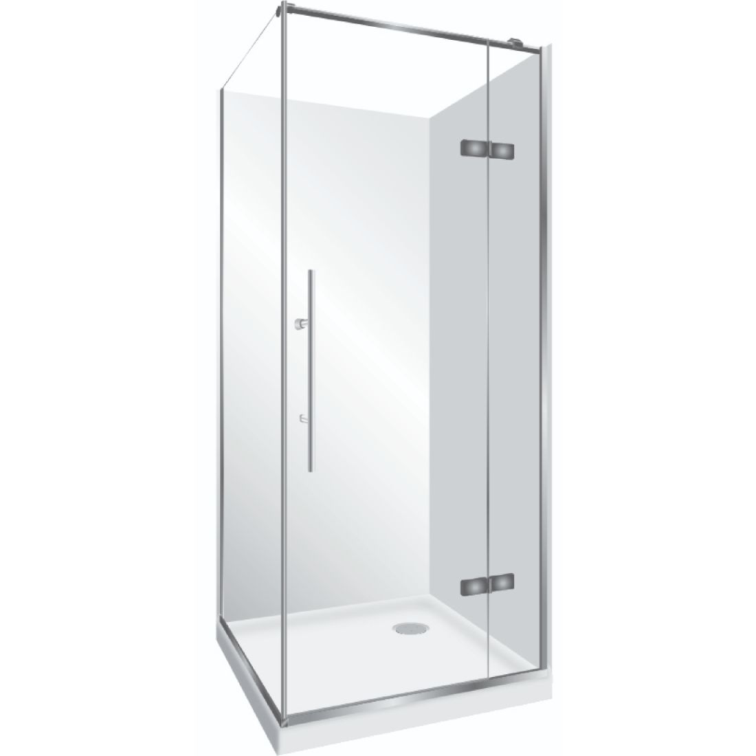 Symphony Premier Shower Set Frameless RH Flat Wall Pivot Door 1000 x ...