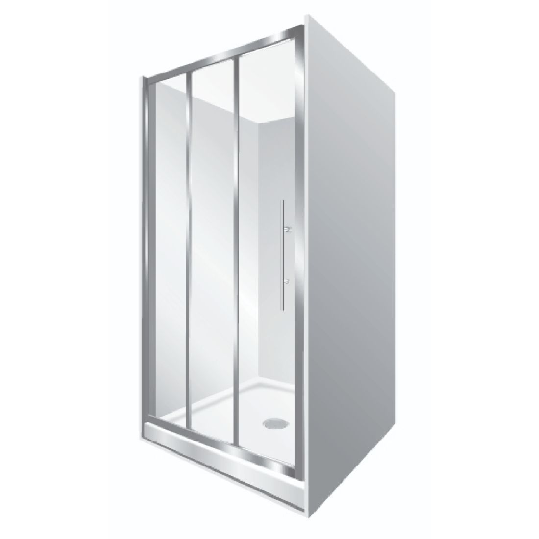 Symphony Aquero Alcove Shower Set Flat Wall Sliding Stacker Door 900 x
