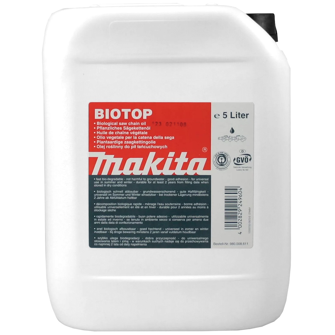 Bar & Chain Bio Oil 5 Litre 980 008 611 Bar & Chain Bio Oil 5 Litre 980 008 611