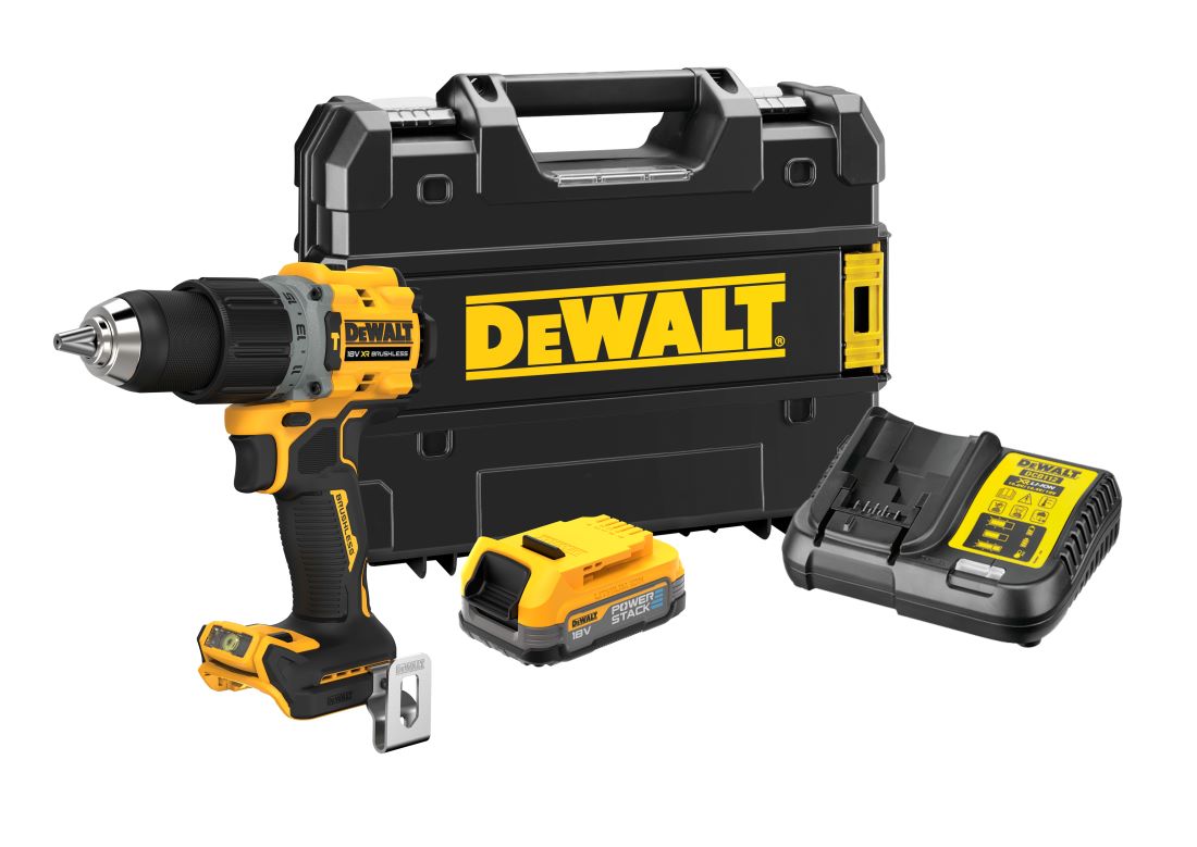 18V Cordless Brushless Hammer Drill with POWERSTACK Kit DCD805E1T-XE 18V Cordless Brushless Hammer Drill with POWERSTACK Kit DCD805E1T-XE