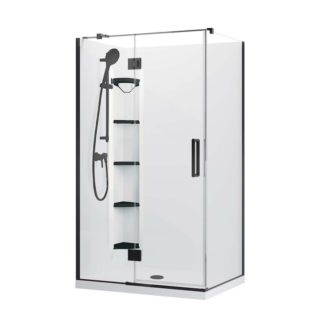 Evora Square Corner Shower Pivot Door 1200 x 900mm Black Cornercontour