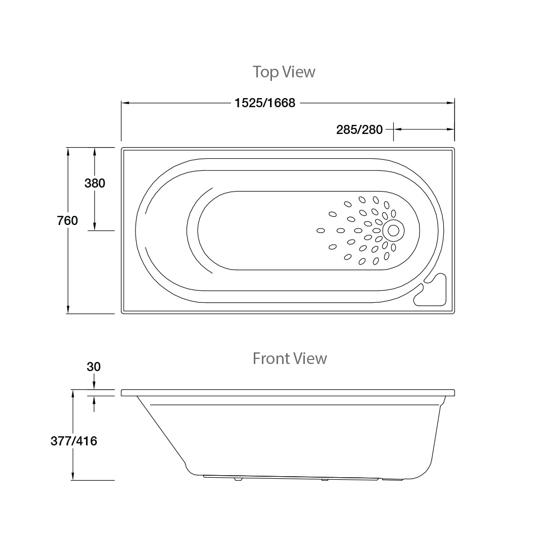 Calmo Dropin Bath 1675mm PlaceMakers NZ