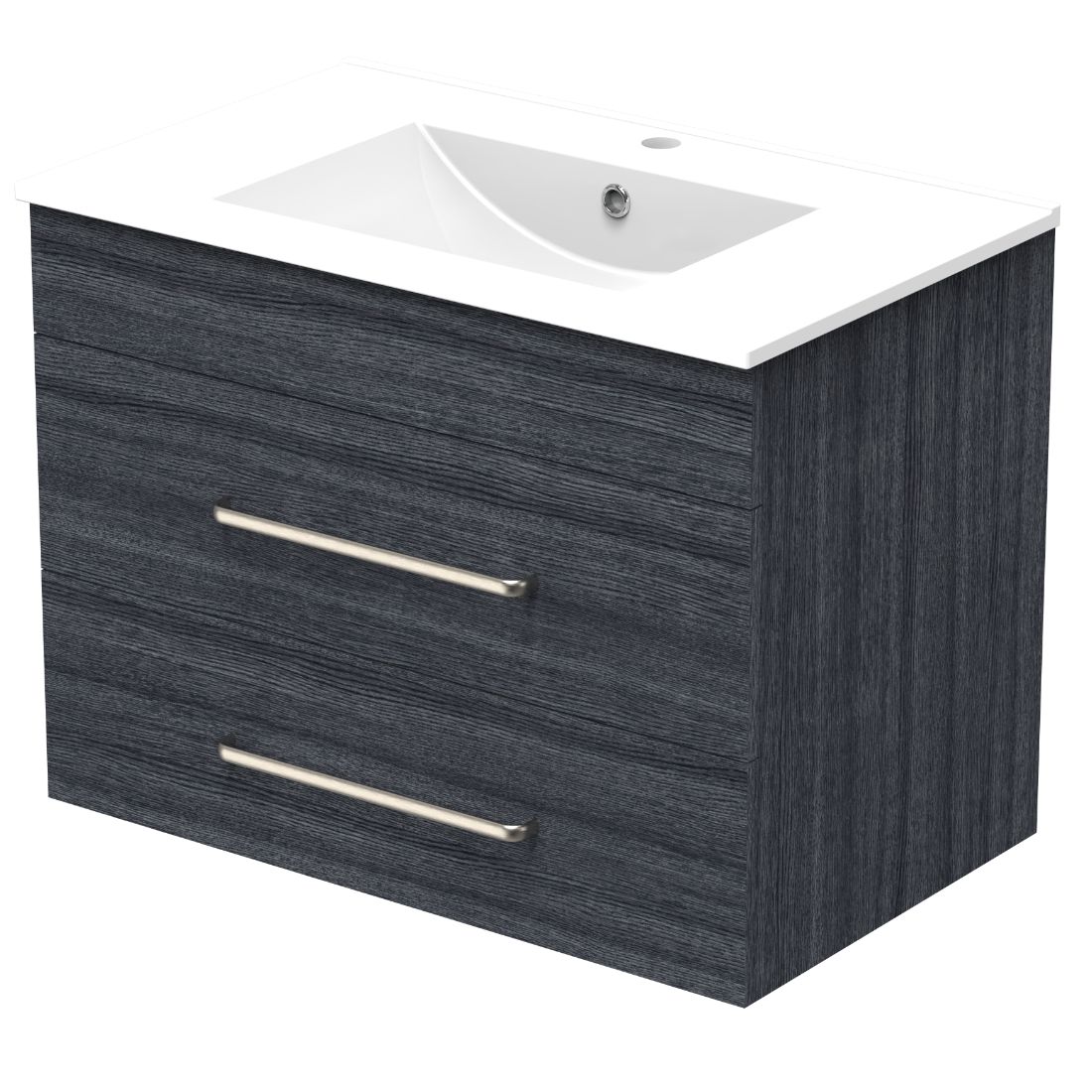 Pacific Vanity 750mm Double Drawer Wall Charred Oak PlaceMakers NZ