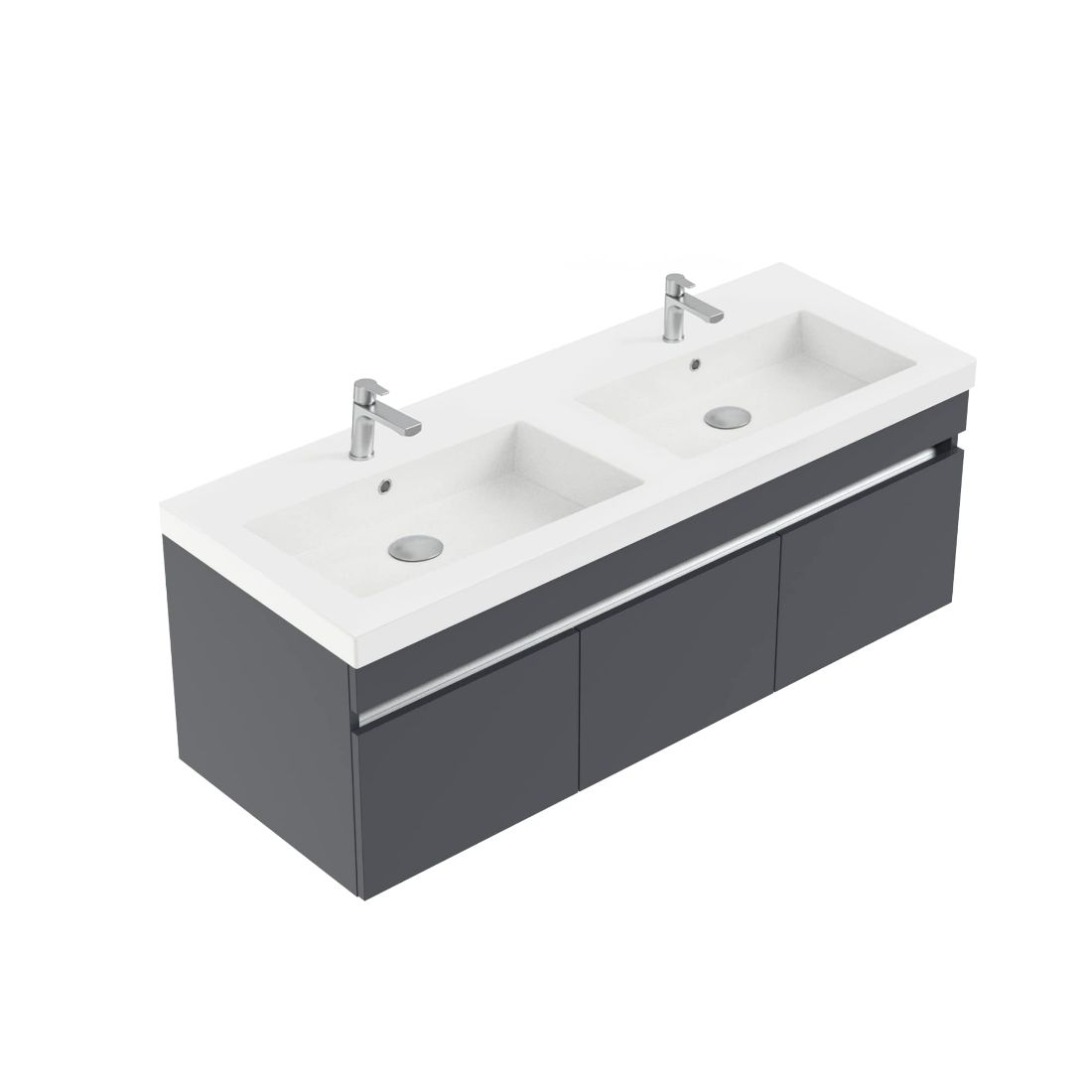 Astra Wall Hung Vanity Double Basin Char Blue 1200mm | PlaceMakers NZ