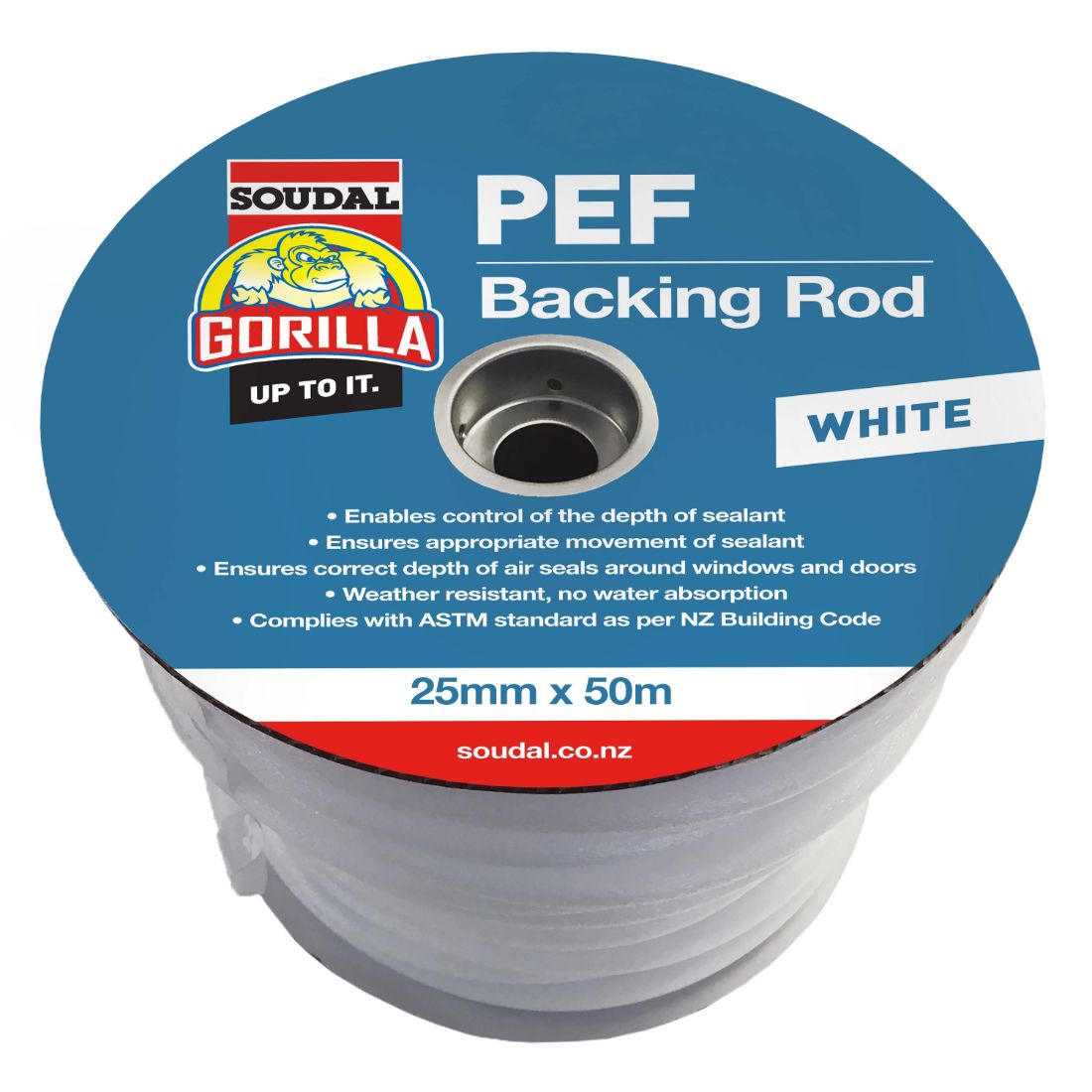 Pef Backing Rod 25mm x 50m Roll White PlaceMakers NZ