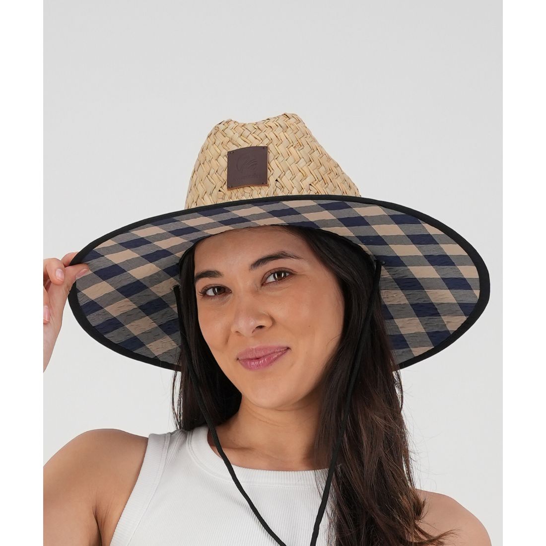 Whangamata Straw Hat Straw Pebble/Navy | PlaceMakers NZ