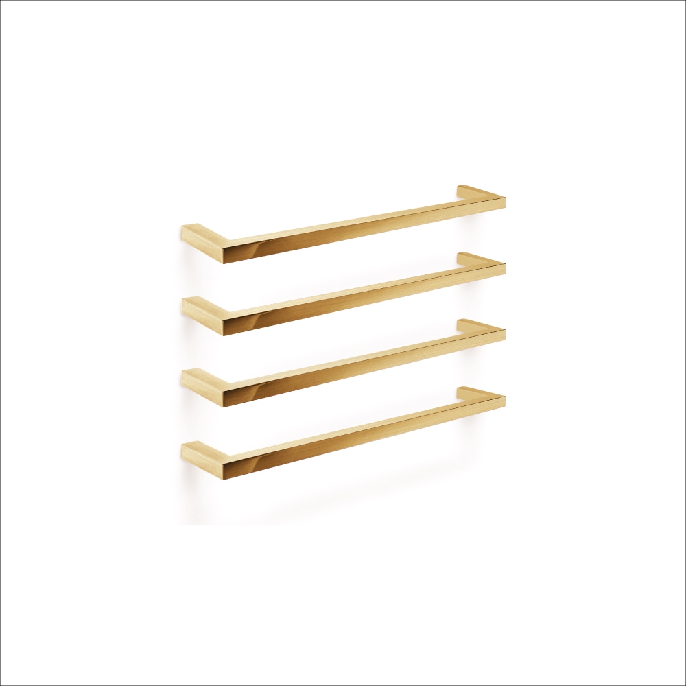 Heated Towel Rail Square Single Bar 9W 450 x 110mm Brushed Brass