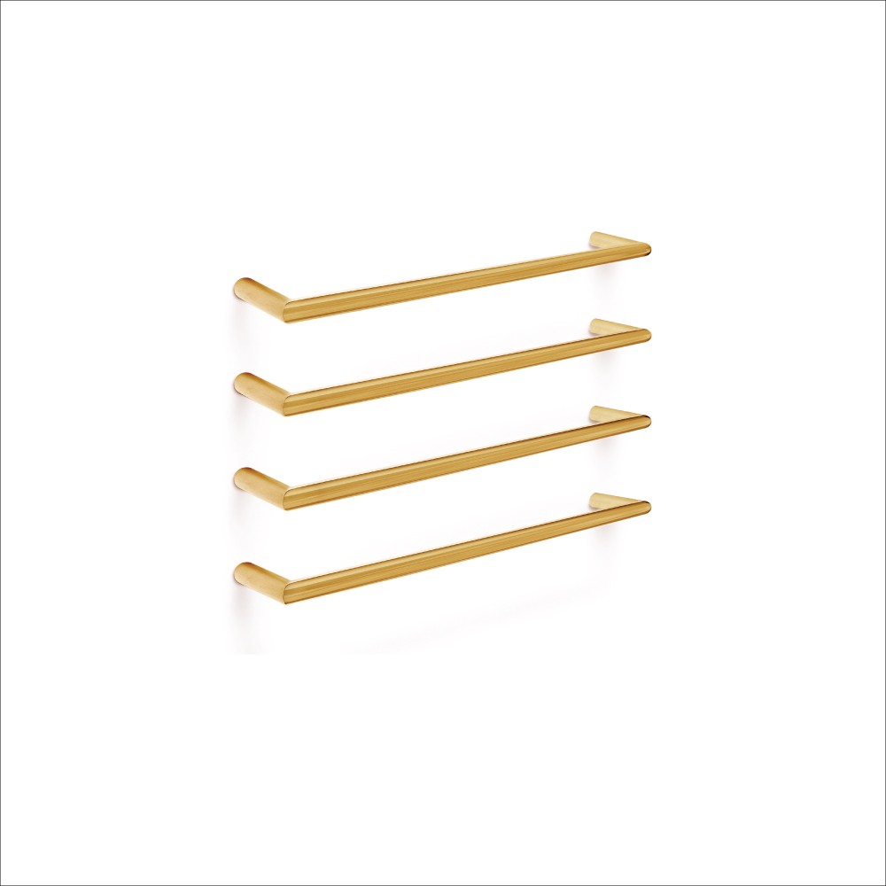 Heated Towel Rail Round Single Bar 9W 450 x 110mm Brushed Brass PlaceMakers NZ