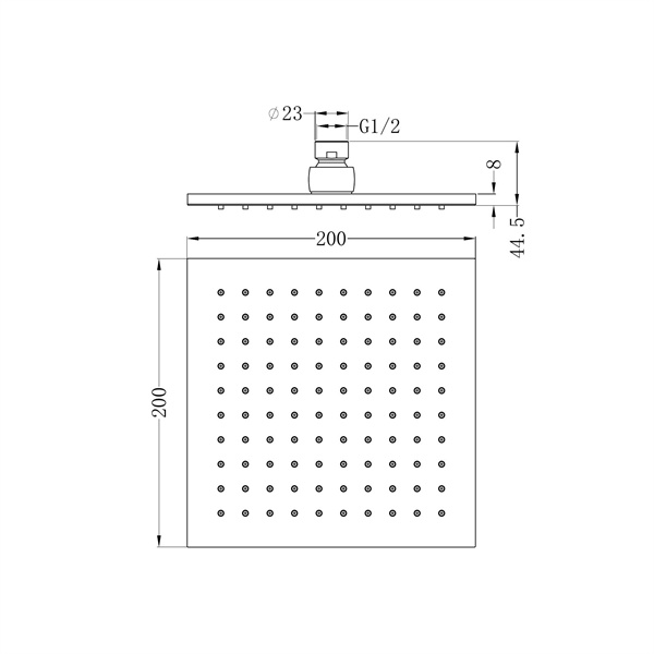 200mm Square Shower Head Chrome PlaceMakers NZ