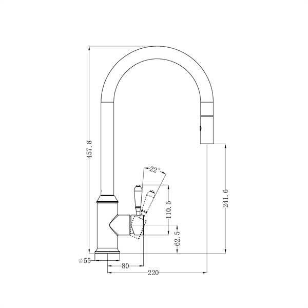 York Pull Out Sink Mixer With Vegie Spray Function With Metal Lever ...