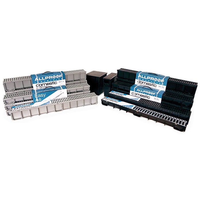 Allproof Drain Channel with Grate 117x 125mmx 1m Plastic Black DC125B1 Allproof Drain Channel with Grate 117x 125mmx 1m Plastic Black DC125B1