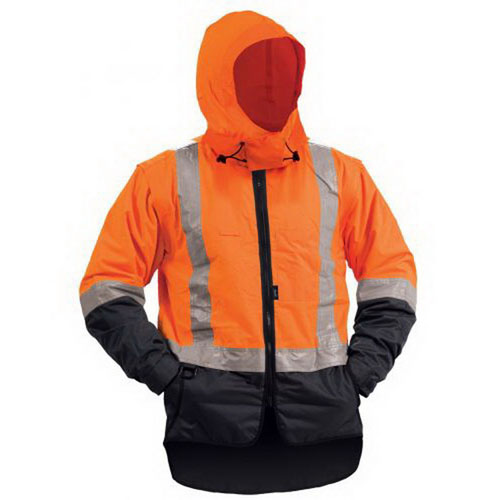 Bison Stamina Zip Off Lined Sleeve Rainwear Jacket XL Navy/Orange Bison Stamina Zip Off Lined Sleeve Rainwear Jacket XL Navy/Orange