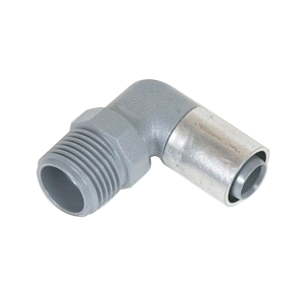 Buteline 90 deg Elbow 1/2 in x 15 mm Male BSPT x Clamp Thermoplastic with Aluminum Alloy Sleeve ME15 Buteline 90 deg Elbow 1/2 in x 15 mm Male BSPT x Clamp Thermoplastic with Aluminum Alloy Sleeve ME15